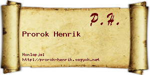 Prorok Henrik névjegykártya